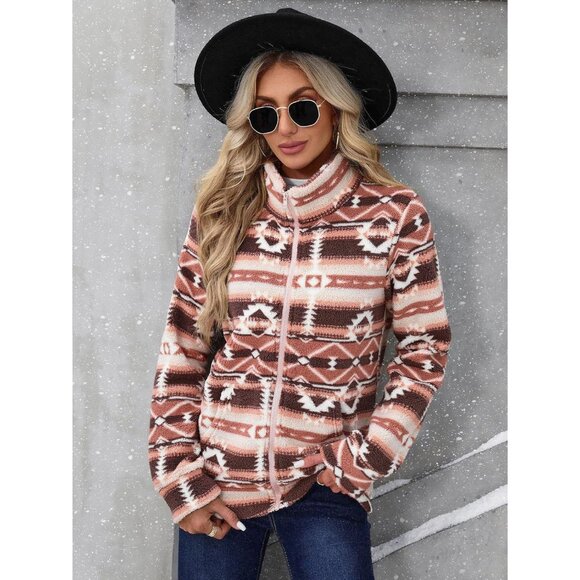 Women's Fleece Jacket Long Sleeve Full Zip Warm Cozy Outdoor Winter - Picture 5 of 6